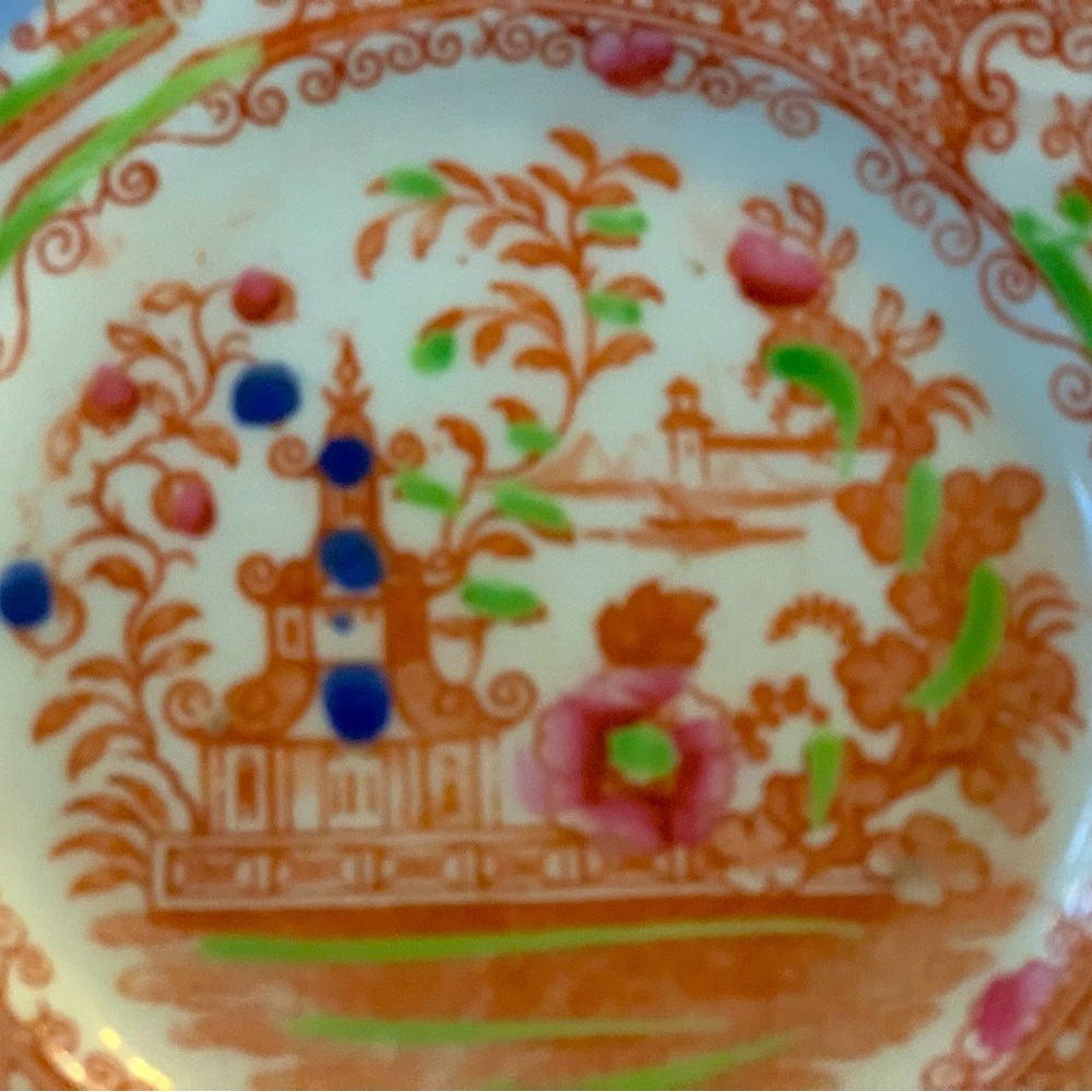 Vintg.Plate,Trays.Chinese Orange Toile pattern 6”.
